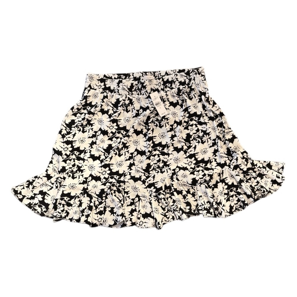 Loft Black and White Floral Skirt